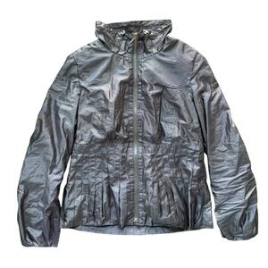 Geox Respira Italy Lightweight Pleated Zip Windbreaker Jacket Gray Size 10